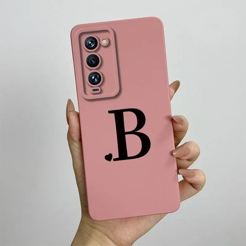 For Tecno Camon 18 Premier Case Camon18 Premier Phone Case CH9 CH9n 18Premier Cute Initial Letters Square Shockproof Back Cover