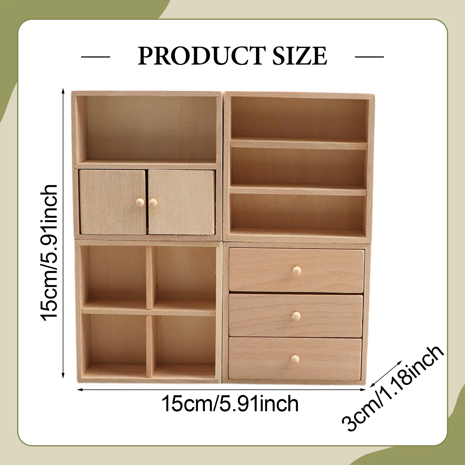 Casa de bonecas mini armário conjunto modelo de madeira clássico móveis casa de boneca prateleira exibição para boneca bjd peças playset