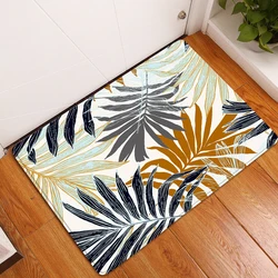 Tropical Plants Green Leaves Floor Mats Bathroom Non-Slip Mat Kitchen Living Room Bedroom Doormats Carpets Washable Home Decor