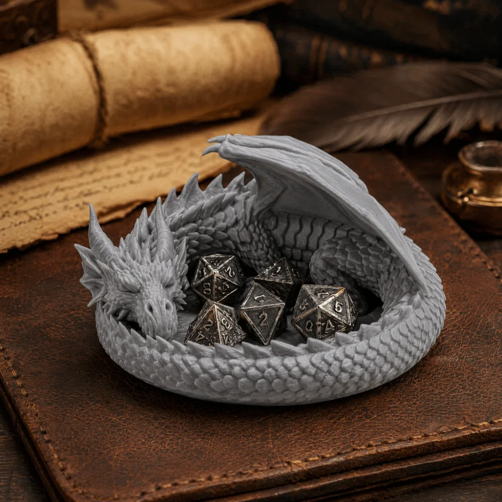 3D Printing Dragon Tray Dark Style Plastic Jewelry Storage Tray Decorative Mythical Creature Desktop Organizer