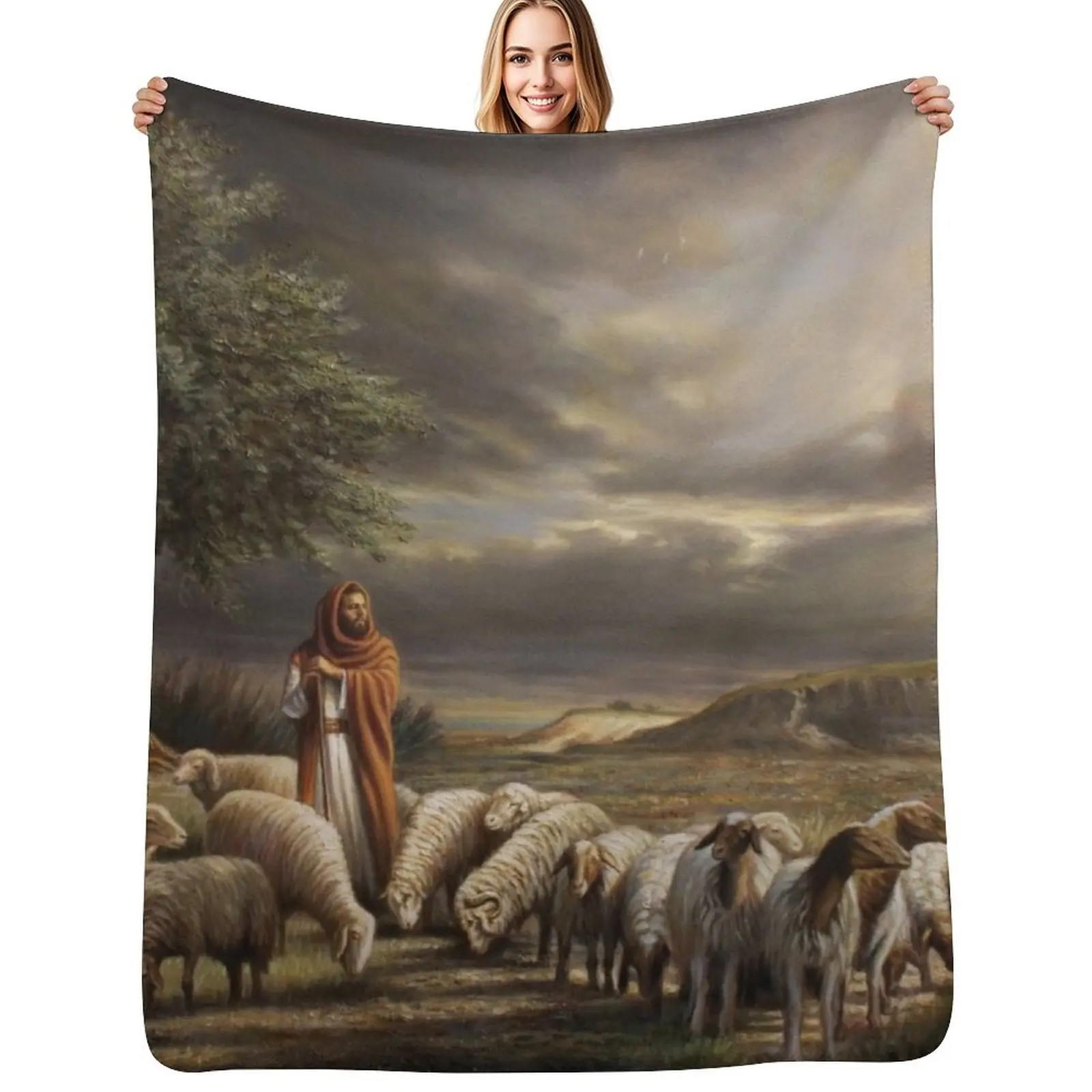 

Shepherd with Flock Throw Blanket Sofa Throw Luxury Designer Luxury St warm for winter Blankets