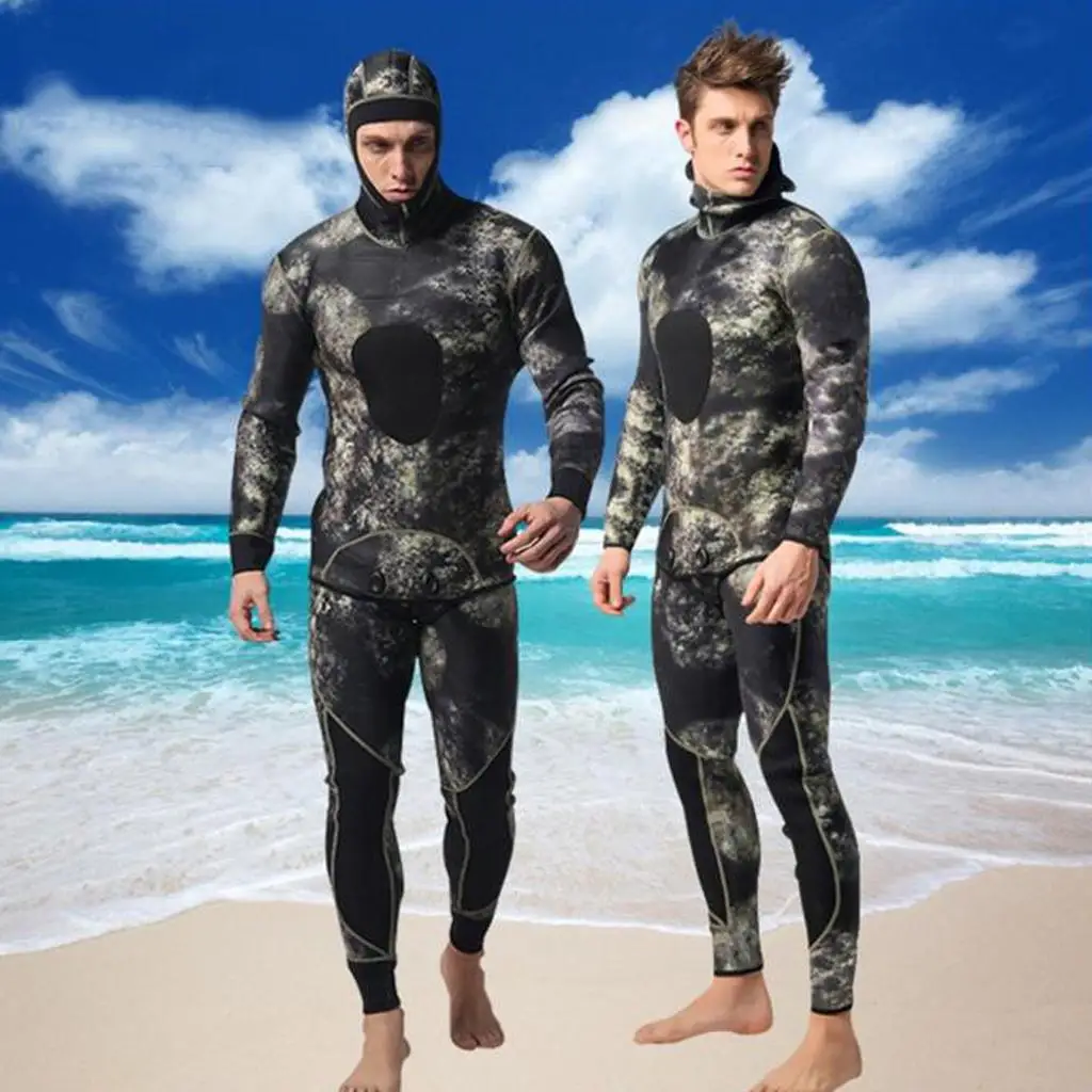 

Mens 3mm Neoprene Two-piece Wetsuit Snorkeling Spearfishing Diving Surf Suit
