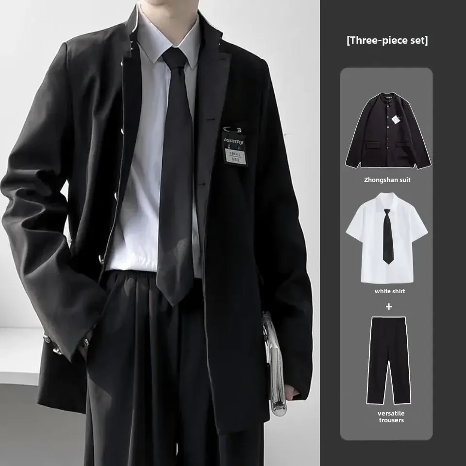 

Preppy Style Stand Collar Japanese New Western-style Clothes Suit For Men And Women Jacket JK School Uniform Trendy Streetwear