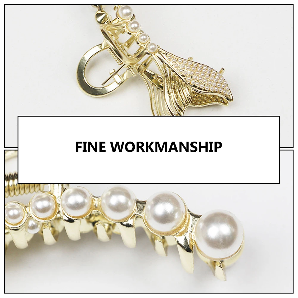 

Pearl Hair Zinc Fishtail Claw Clip Alloy Fishtail Claw Women Accessories Delicate Stylish Safe Durable Hairpin Jewelry Gift
