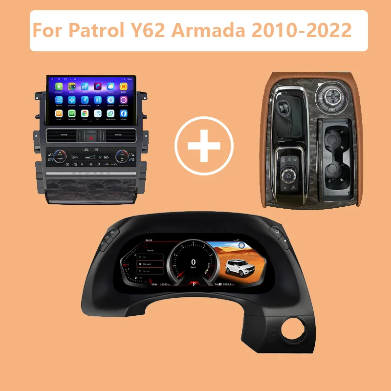 Upgrade Digital Cluster For Nissan Patrol Y62 Armada 2009-2017 Android 11 Car Multimedia knob Central Control Interior Dashboard