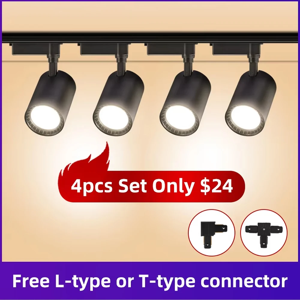 Full Set Track Light Rails 220V 110V Spot Led Track Light Ceiling Lamp COB Spotlight Rail Lighting Fixture Home Clothing Store