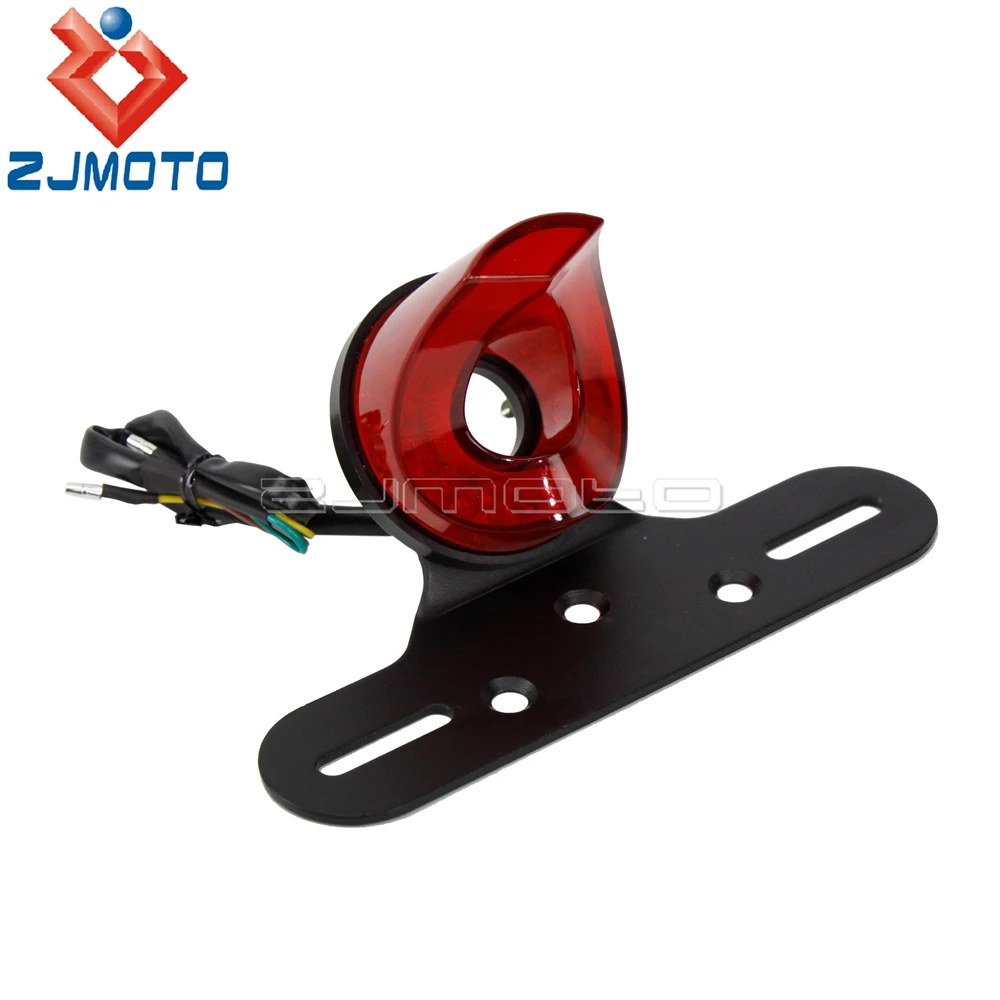 E11 Motorbikes LED Brake Tail Retro light W/License Plate Bracket For Bobber Chopper Custom ATV Scooter Cafe Racer Rear Lamp 12V view 2