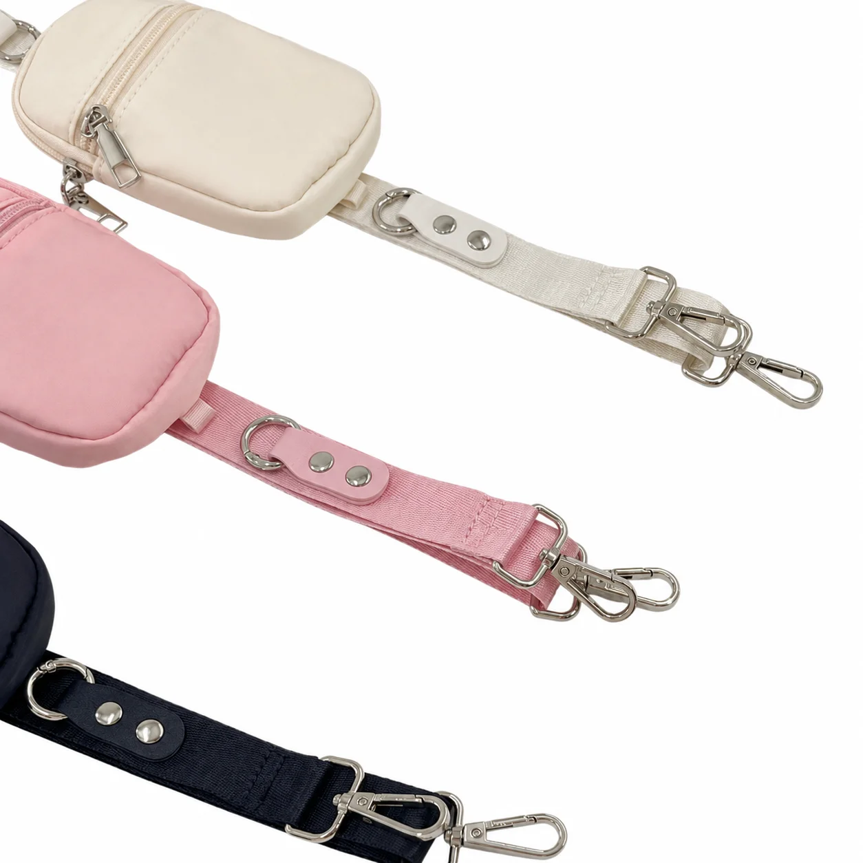 Fashion Adjustable Zippered Coin Pouch Detachable Nylon Mini Coin Purse with Strap Lightweight Crossbody Phone Bag ID Holder