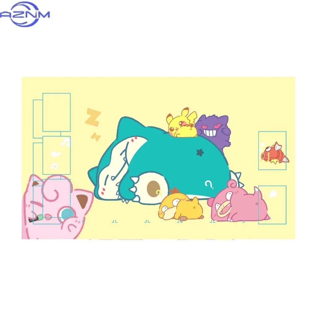 Pokemon Cheerful Meadow Pond Art Playmat with Zoned Layout for Tabletop Card Game,Non Slip Waterproof Mouse Pad