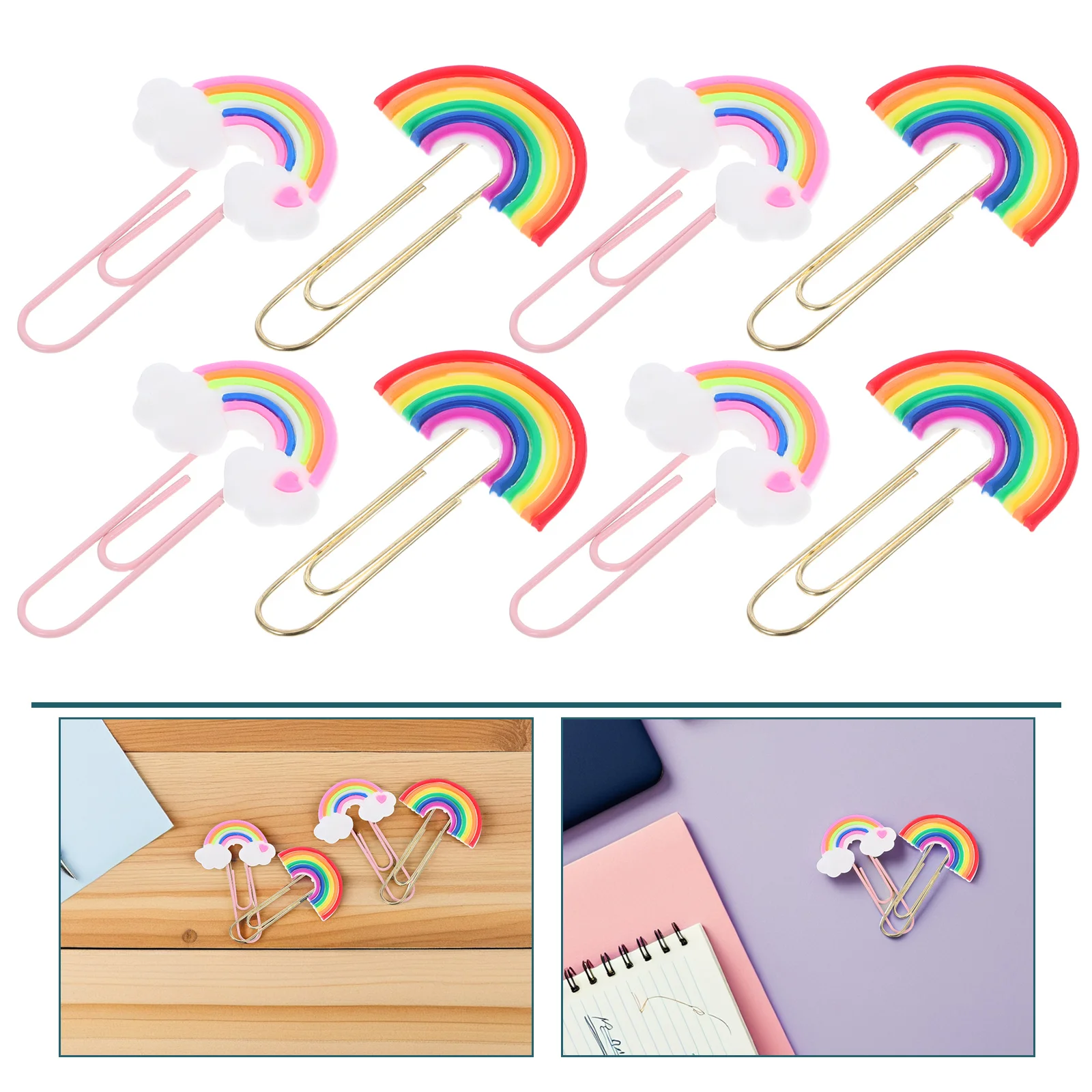 

20Pcs Rainbow Shape Paper Clips Creative Decorative Office Supplies Small File Clips Novelty Colored Paperclips
