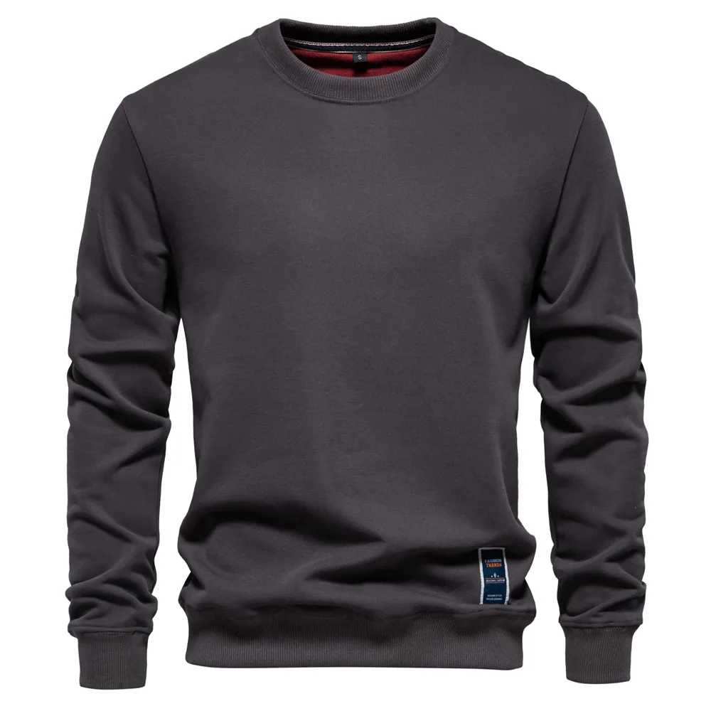 AIOPESON lo stesso stile autunno nuovo codice Euro maglione Casual commercio estero da uomo sciolto tinta unita girocollo tendenza copricapo