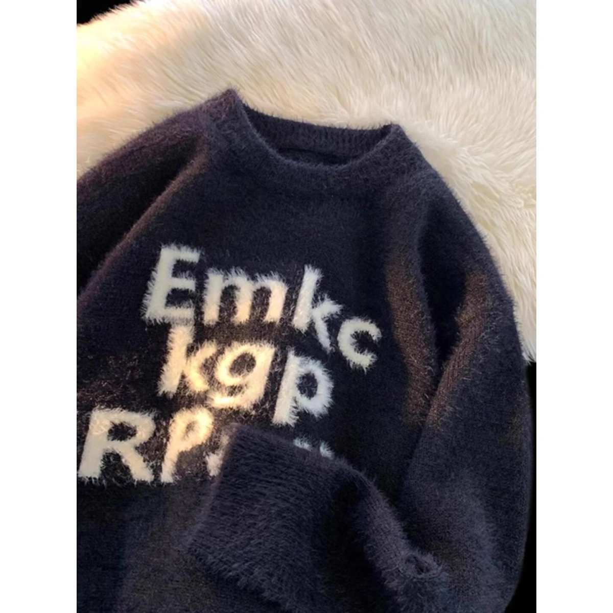 Suéter de Cachemira con Letras Retro Americanas, Hoado, para Hombre y Mujer, Otoño Invierno, Estilo Casual, Prenda Exterior...