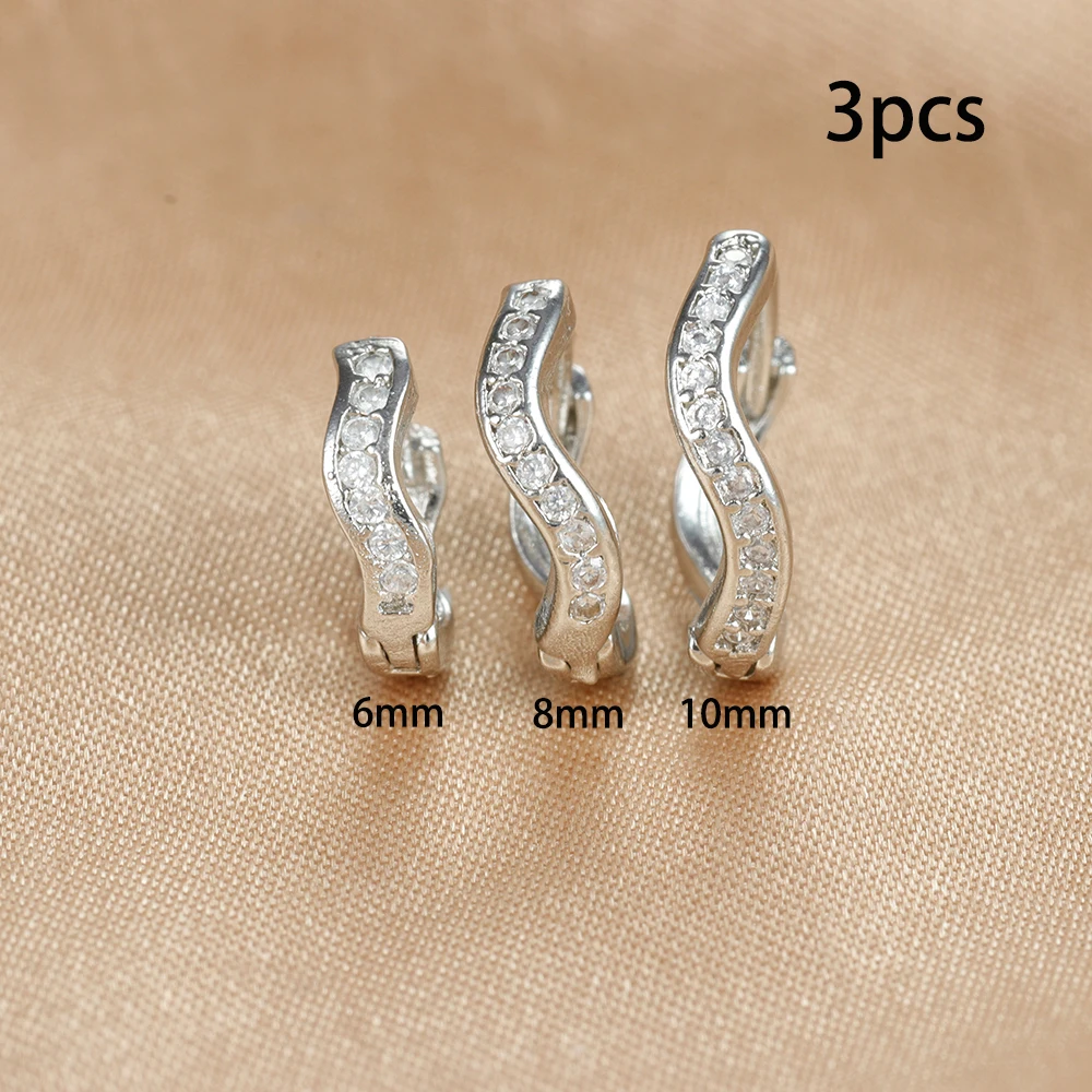 3PCS Stainless Steel Minimal Wave Hoop Earrings Set for Women Crystal Zirconia Huggie Thin Cartilage Earring Piercing Jewelry