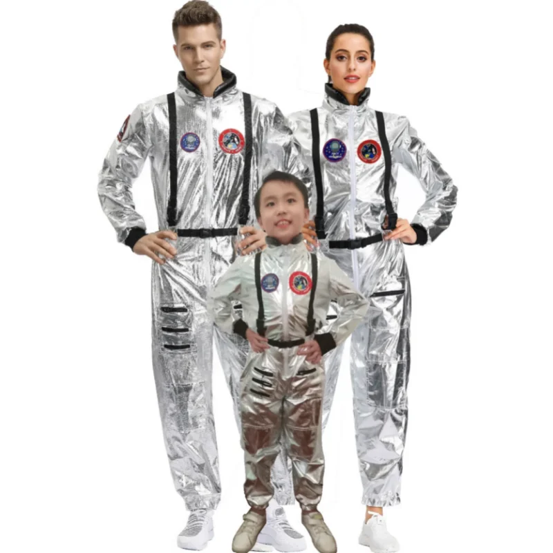 Halloween Volwassen Kinderen Astronaut Kostuum Zilveren Ruimtevaarder Mannen Vrouwen Ruimtepak Halloween Familie Feest Verkleden Verjaardagscadeau