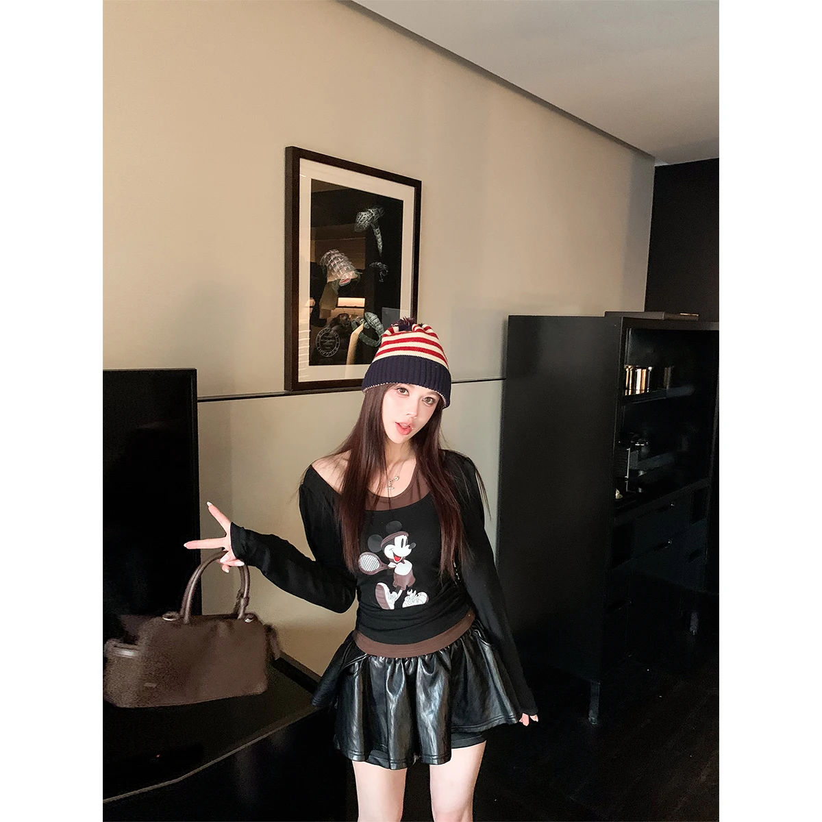 

Женская юбка-брюки LADIES FIRST с высокой талией, А-силуэт, с поясом, в стиле Sweet Cool Street, модная, из смесового хлопка, повседневная