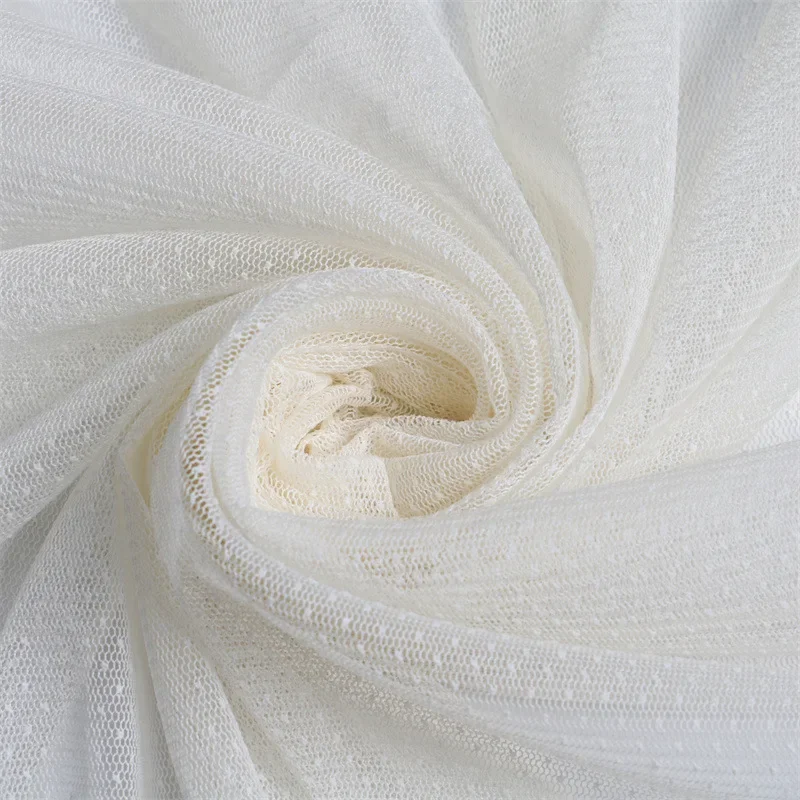 

Refined Polka Dot Mesh Organza Fabric Light Beige Champagne Tone Dress Skirt Gown Couture DIY Fashion Sewing Designer Material