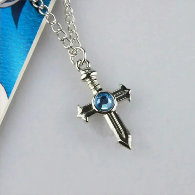 High Quality Necklace Fashion Jewelry Cosplay Costumes DIY Props Cross Sword Gem Anime Special Accessories for Halloween Party