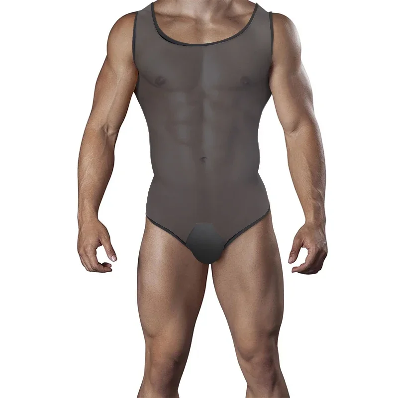 1/2 PCS ชายฟิตเนส Faja Para Hombre เสื้อแขนกุดบาง Rompers ชุดชั้นในผอมแฟชั่นชาย Bodysuits Thongs