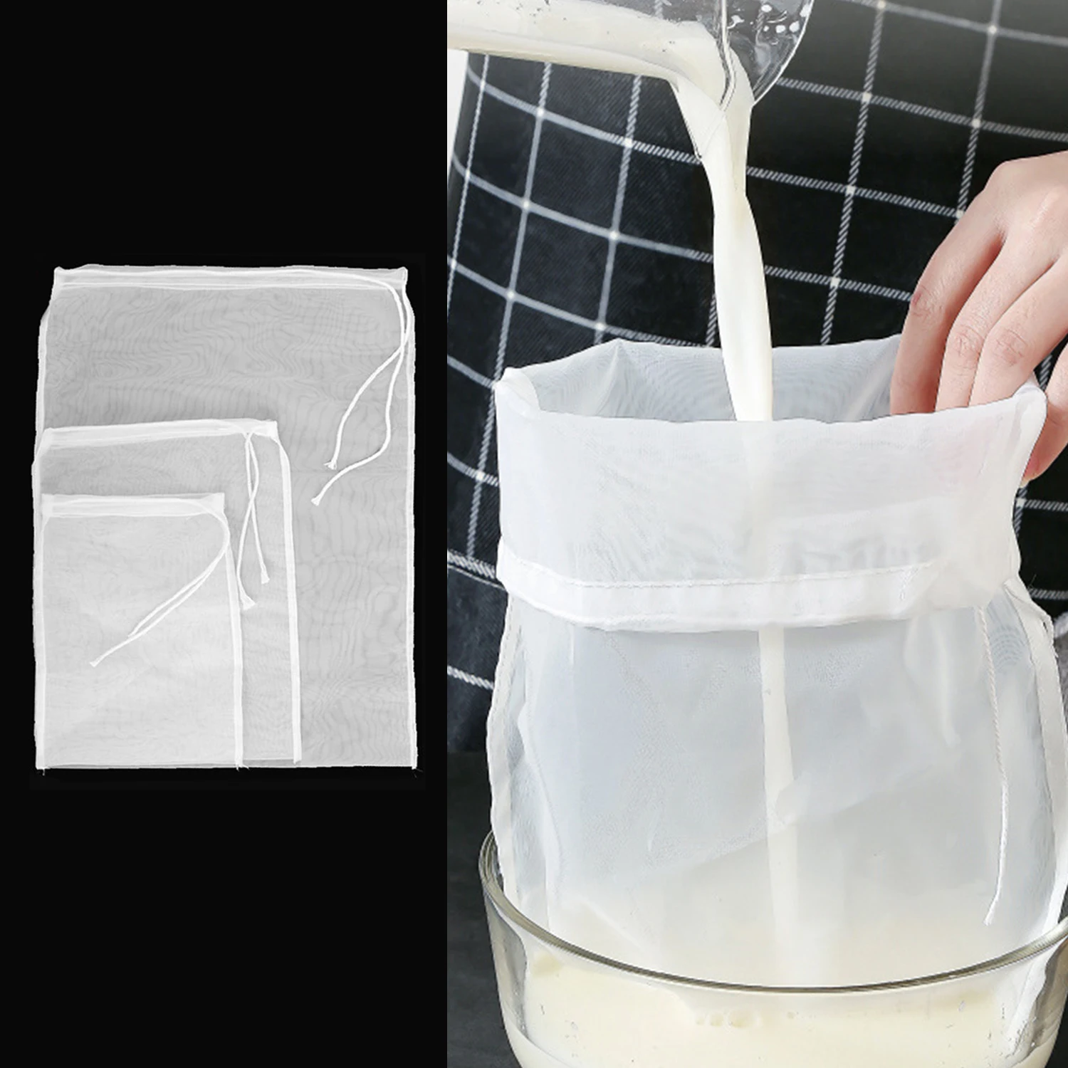 Food Grade Nylon Filter Bag Net Mesh Tea Beer Milk Coffee Oil Filtration Strainer Mesh Kitchen Filter Fabric Bags