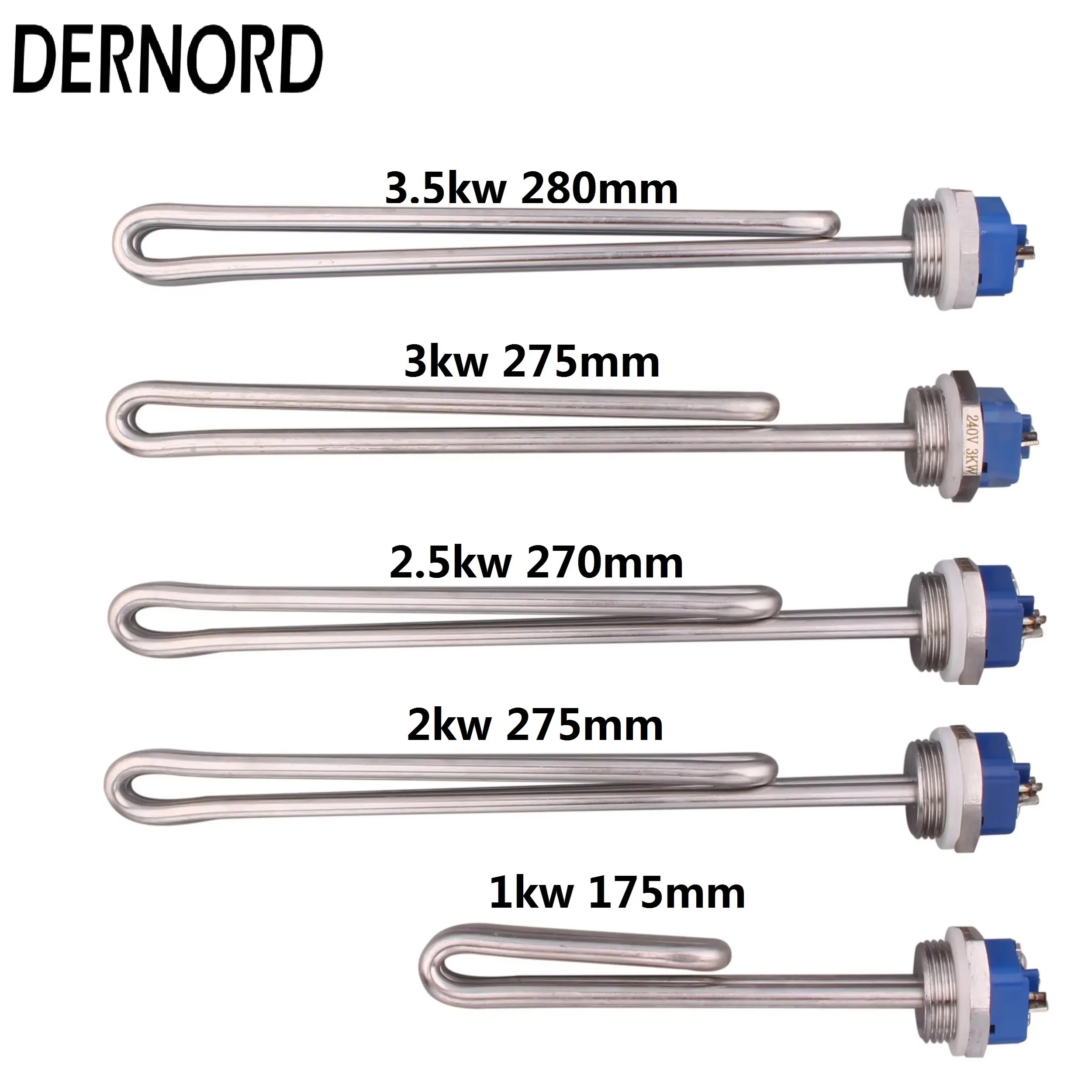 Электрический нагревательный элемент DERNORD, 1 дюйм, BSP, погружная стойкость со складкой, 240 В, 1 кВт, 2 кВт, 2,5 кВт, 3 кВт, 3,5 кВт, трубчатый водонагреватель
