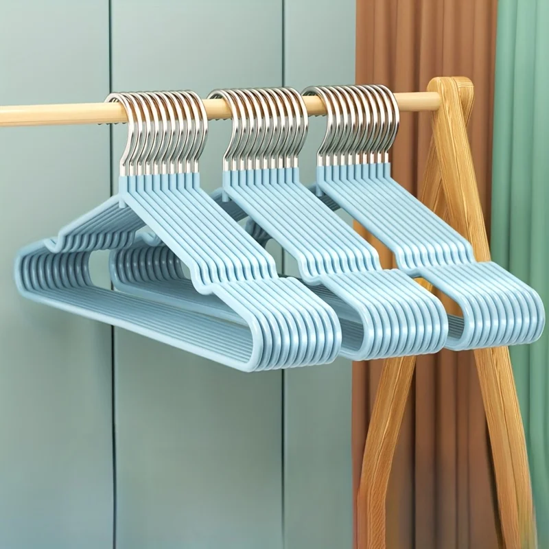 10pcs Set of Non-slip, Durable Metal Hangers with Rubber Coating. These Space-saving Hangers Feature Shoulder Notches Essential