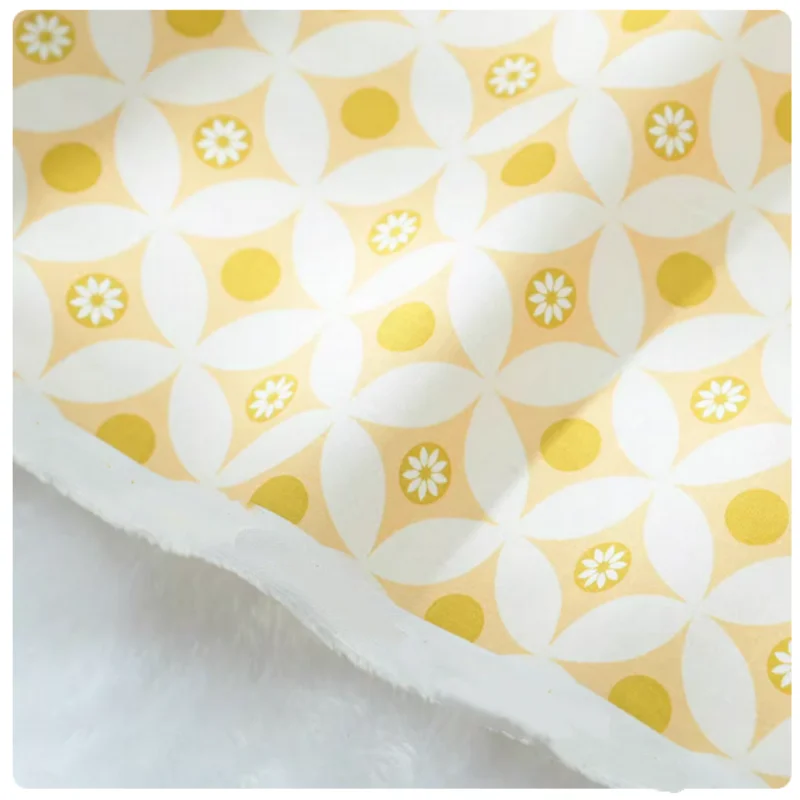 

100% Cotton Plain Fabric With Garden Wind Flower Print, Handmade DIY Bag Patchwork Garment Dress Cloth Material, CR-196