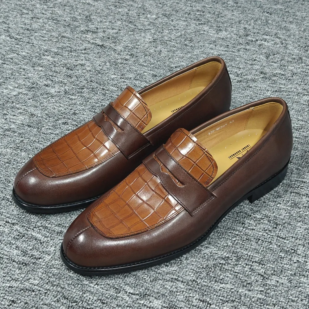 Factory Wholesale Men's Italian Leather Casual Formal Loafers Handmade Classic One Step Career Office Real Leather Shoes Man