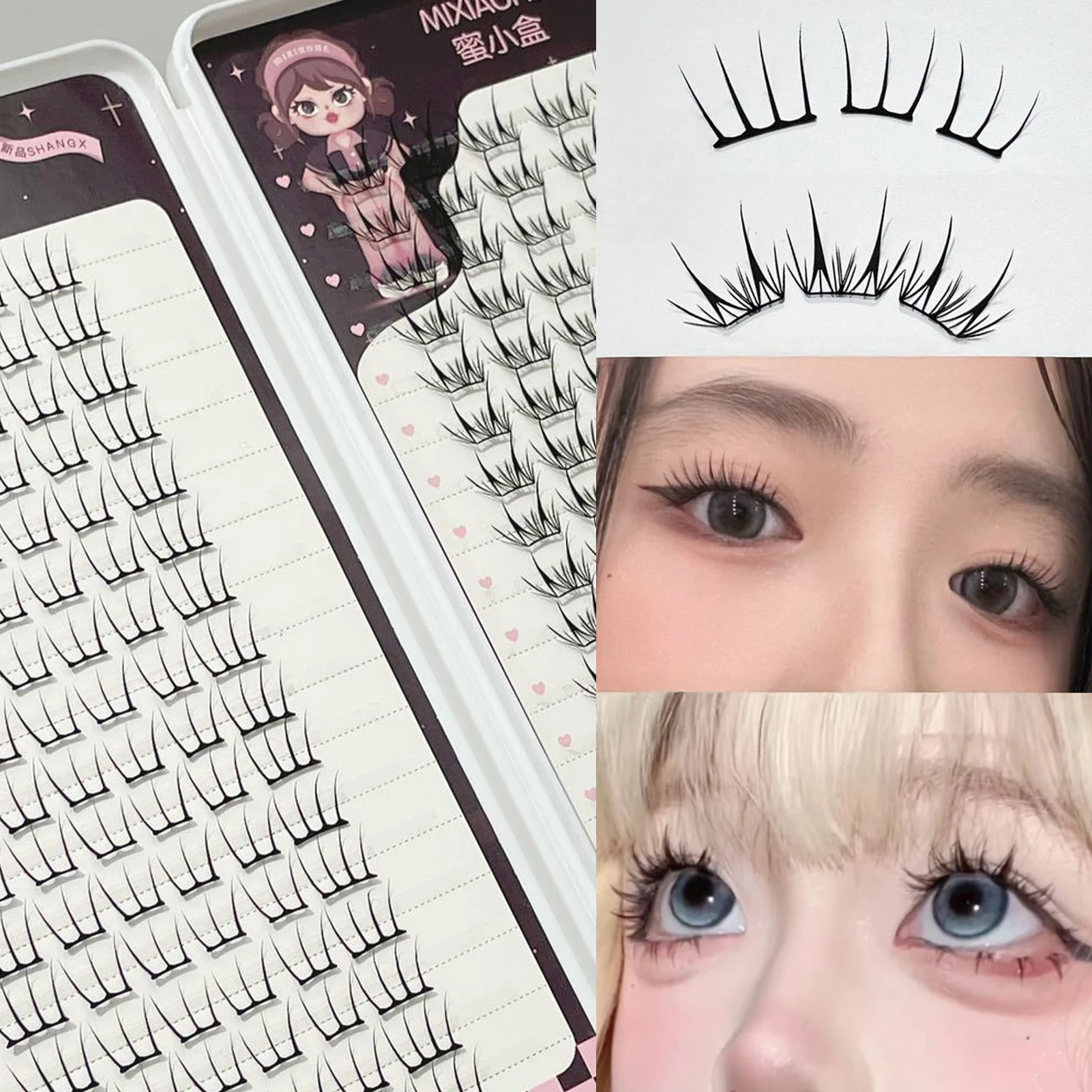 C Curl Natural False Eyelashes Mixed Wispy Lash Segmentation Comic Lash Clusters For Party Weddings Or Dates