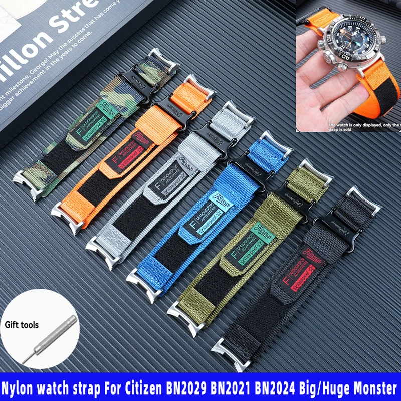 ل المواطن كبير القمر BN2021/2024 حزام الساعات المواطن Promaster السماء BN2029 تعديل الرياضة في الهواء الطلق حزام ساعة نيلون مقاوم للماء