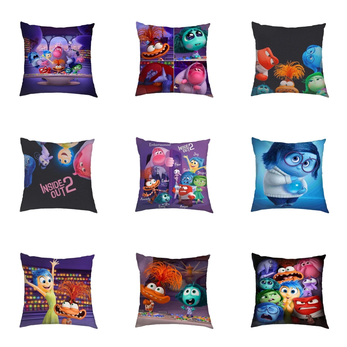 

2024 New InsideOut Emotional Figurines Animation Surrounding Living Room Pillow Case Home Textile Cushion Pillows Decor Home