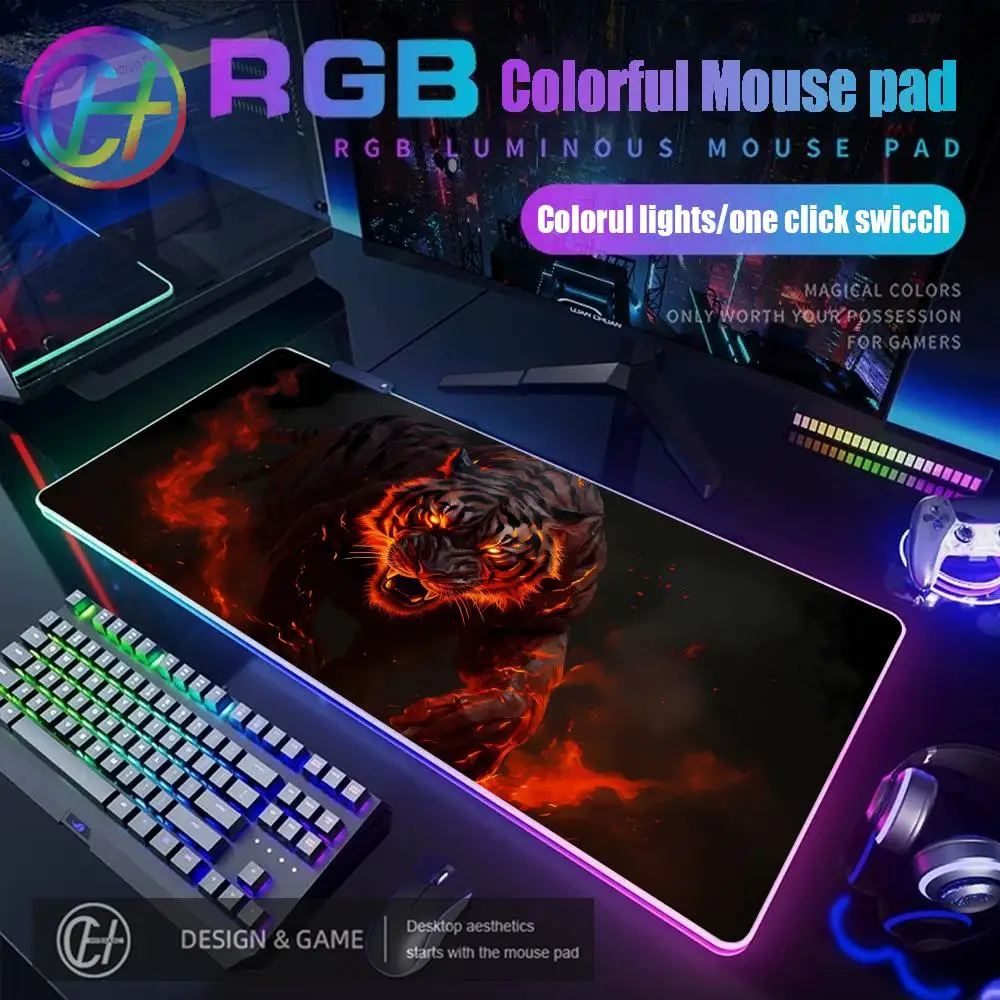 RGB Mouse Pad Gamer Tiger Lion XXL Home Computer HD Mouse pad XXL  Office Natural Rubber Carpet Gaming laptop Desktop HYBXAXC