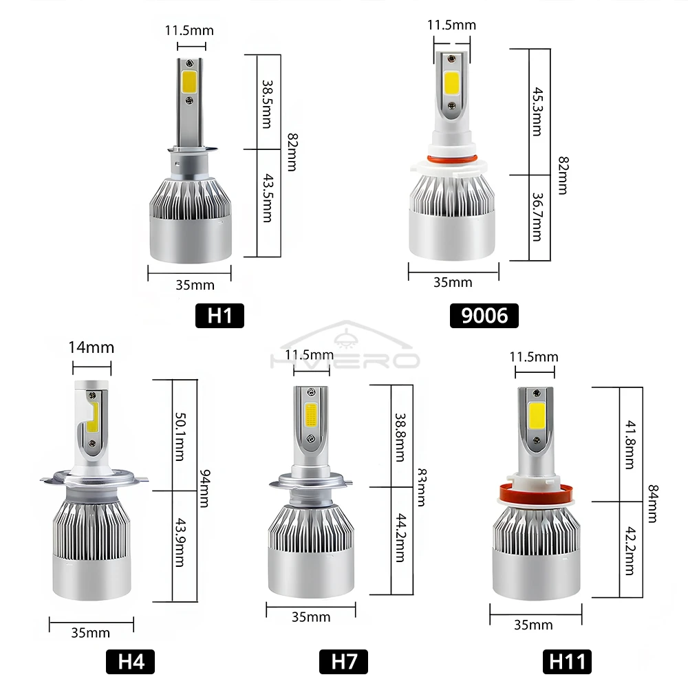 2 قطعة C6 72 واط H11 H4 H1 H7 COB LED HB4 9006 سيارة المصابيح الأمامية سيارة الضباب ضوء 12 فولت 7200LM السيارات المصابيح الأمامية مصباح إشارة القيادة lighti