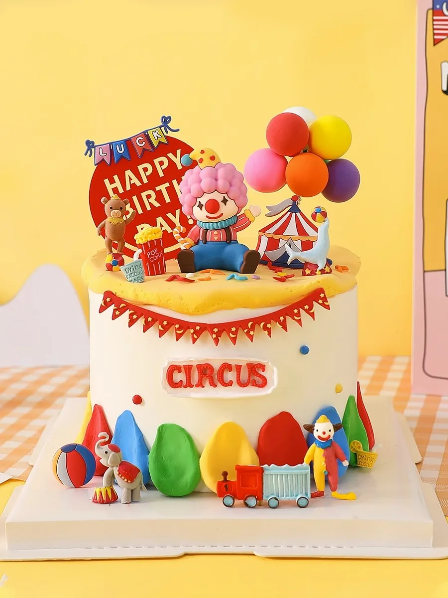Zirkus-Kuchenaufsätze, Clown, Zirkustiere, Löwe, Elefant, Affe für Kinder, alles Gute zum 1. Geburtstag, Party, Kuchendekorationen, buntes Thema – Detail 4