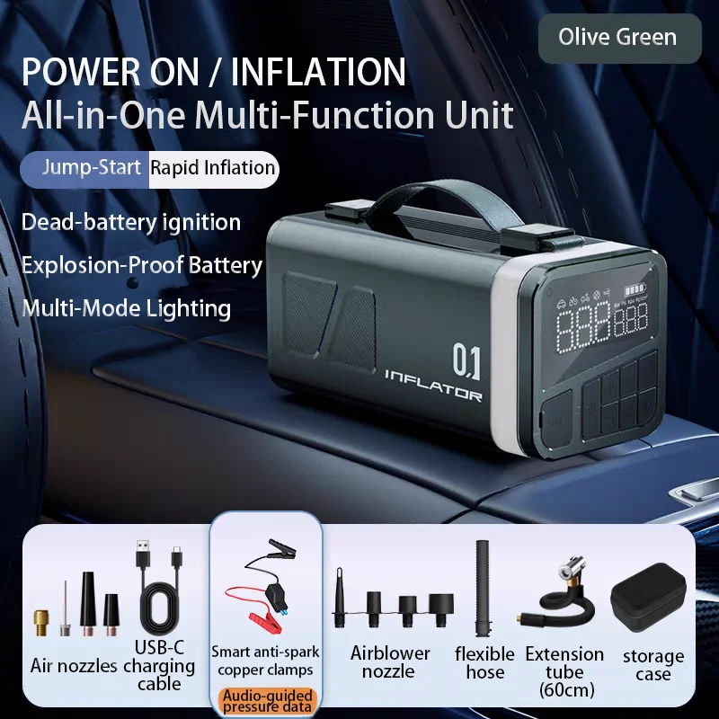 R Air Jump Starter with Air Compressor Car Battery Jump Starter Portable (6.0 Gas/3.0 Liter Diesel), with 150 PSI
