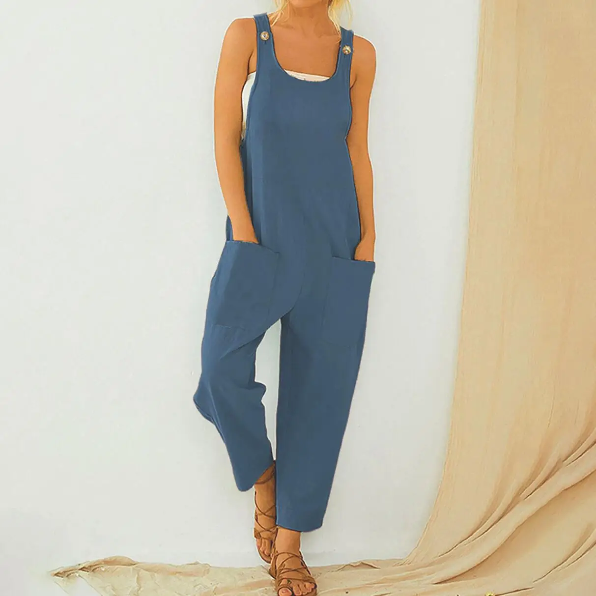 

Стильный повседневный комбинезон с пуговицами и карманами, комбинезон с регулируемыми бретелями и карманами, очаровательный комбинезон-карго на подтяжках