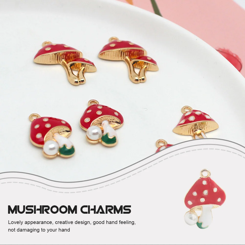 

10Pcs DIY Mushroom Pendants Earring Necklace Charms Jewelry Making Supplies Creative Lightweight Durable Mushroom Pendant