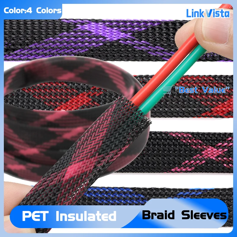 

2mm-30mm High Density Flexible Cable Wrap for Wire Protection PET Braided Expandable Sleeving 1-20 Meter Length Cable Sleeves
