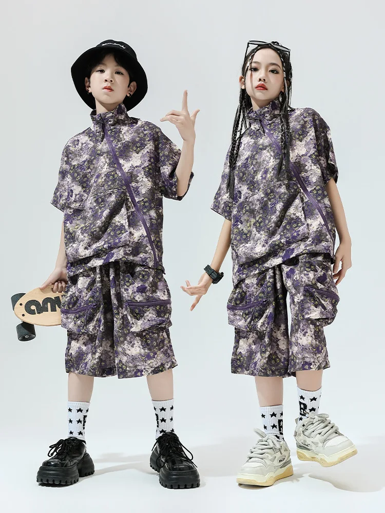 Kinder Hip Hop Dance Kleidung Kurzen Ärmeln Tops Shorts Jungen Street Dance Anzug Mädchen Jazz Modern Dance Performance Kostüm BL14673