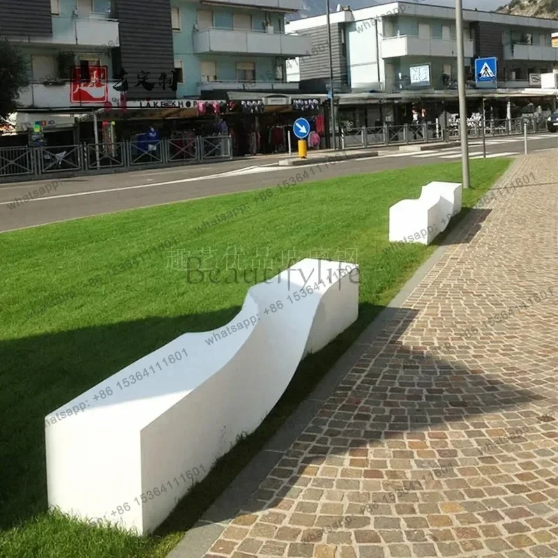 Shopping Mall Leisure Seat FRP White Twist Chair Creative Outdoor Public Area Rest Bench