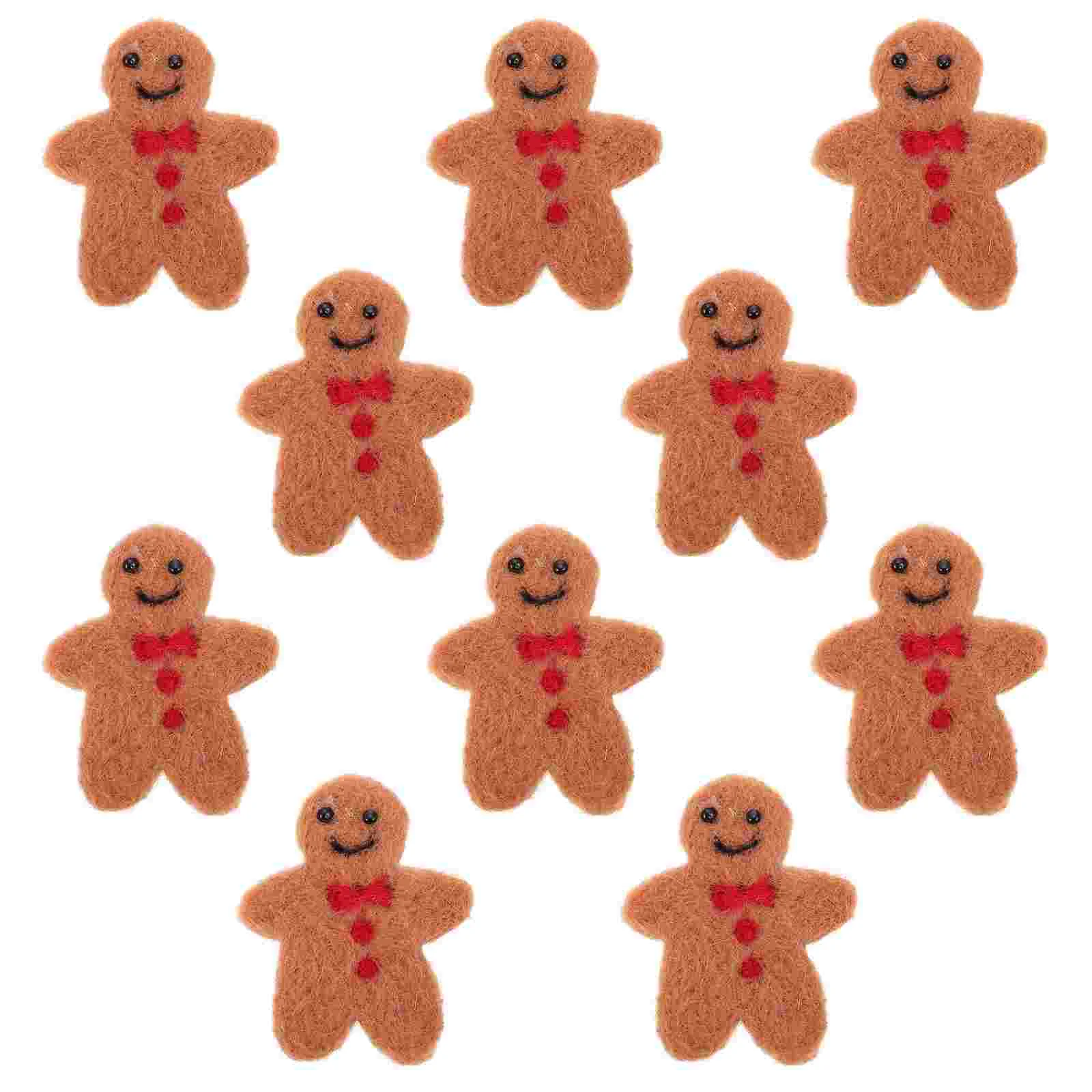 10 Pcs Gingerbread Man Pendant Wreath Decorations Xmas Tree Accessories DIY Decorate Wool Felt Ornaments Materials Supplies