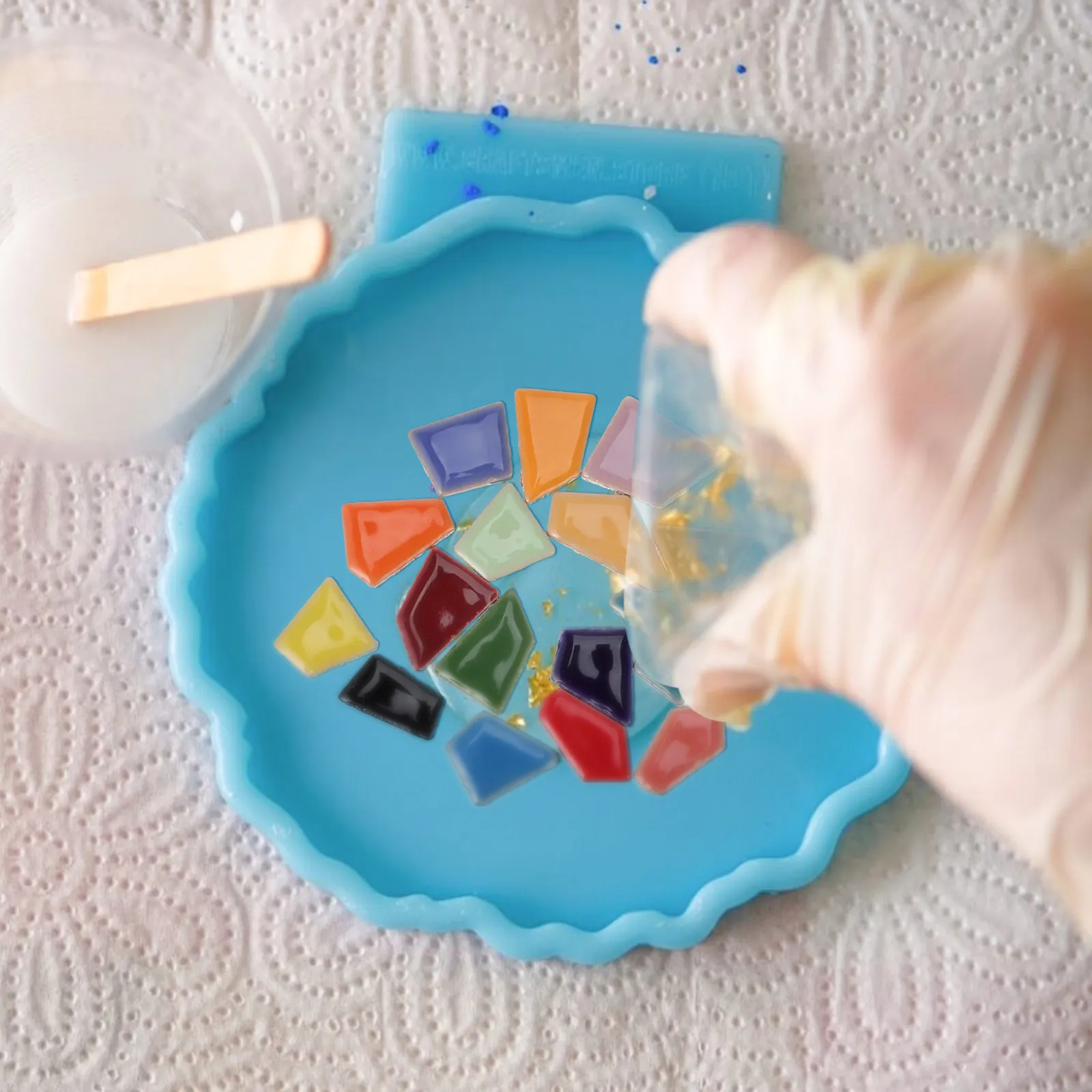 200G Mosaic Ceramic Tile Irregular Shape Colorful DIY Crafts Supplies Particulate Stone Decorative Tiles for Home Garden