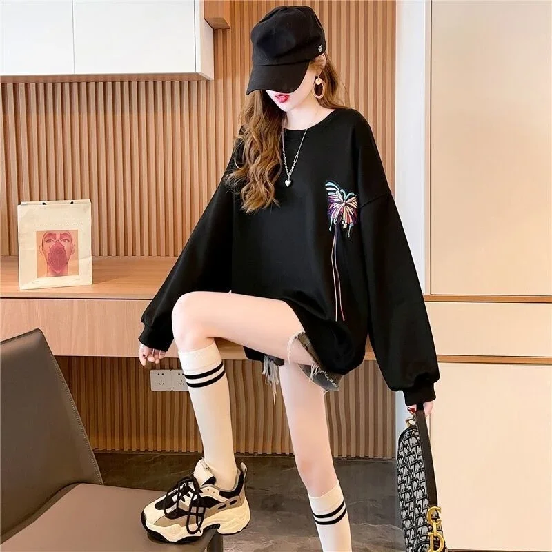 Pullover Tops Crewneck with Letter Prints Spring Autumn Vintage Female Streetwear Sweatshirt Aesthetic Korean Fashion Graphic