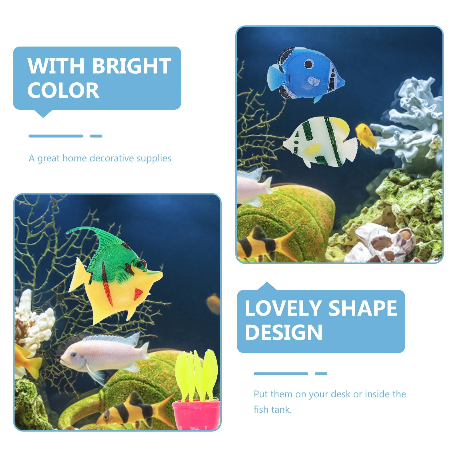 

8pcs Decor Lifelike Floating Figurine Lifelike Fish Model Aquarium Ornament Home Office Pet Aquarium Ornament Supplies