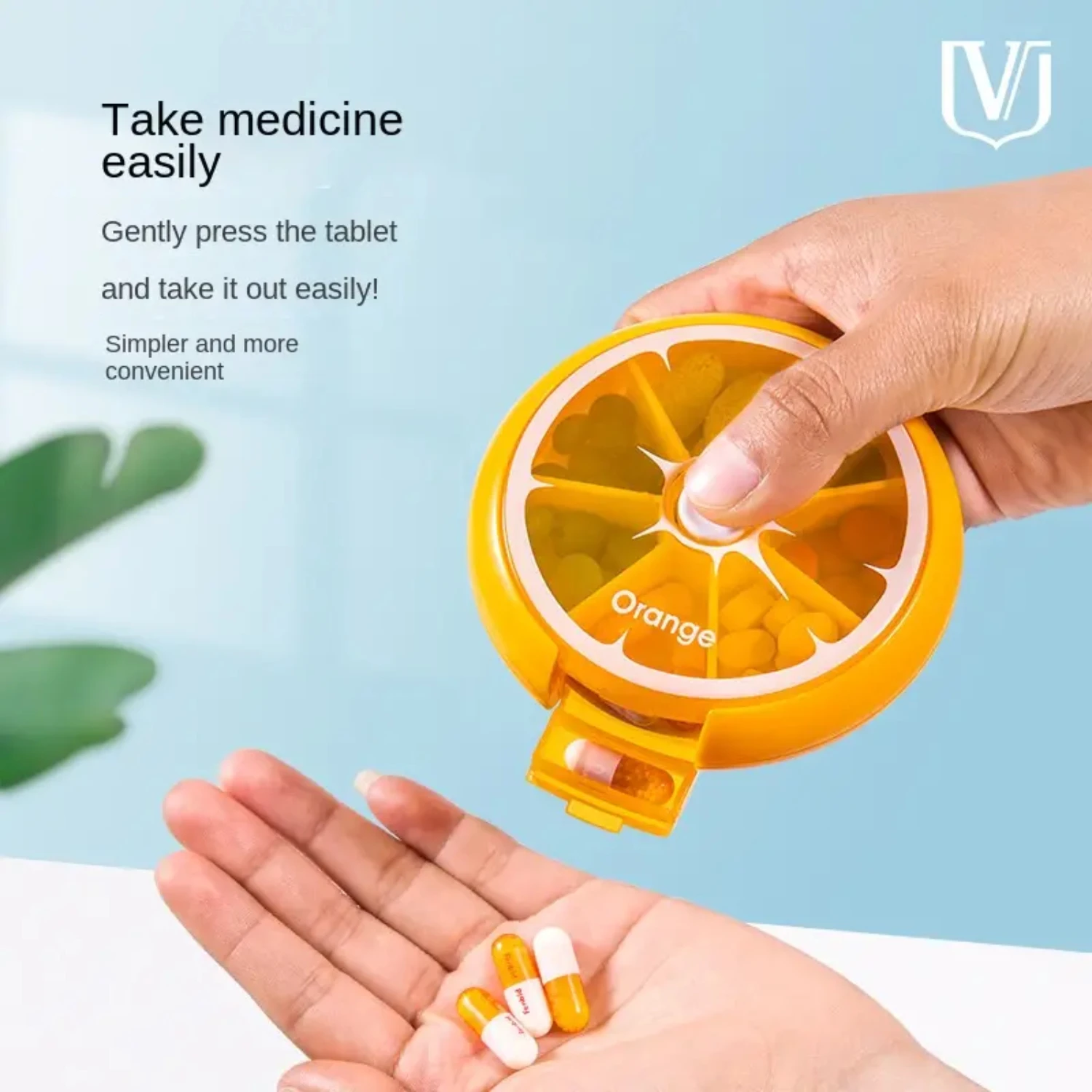 Portable Rotating Pill Storage Case with Fruit Shape Design for Convenient Daily Use, Plastic One-grid Box Organiz