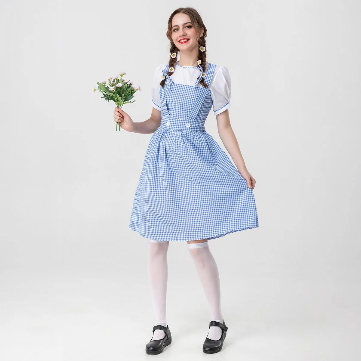Halloween Green Gingham Dress Family Matching Stage Performance Costume for Women Traditional Chinese Ethnic Clothing view 4