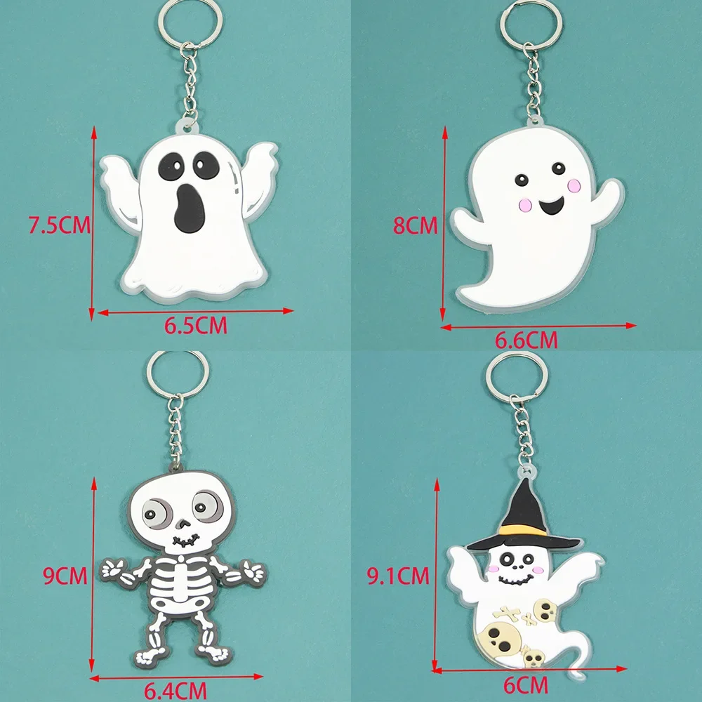 Cartoon New Halloween Decoration Plastic Halloween Spider Keychain Soft Rubber Bat Ghost Keychain Pendant Bag Pendant Decoration