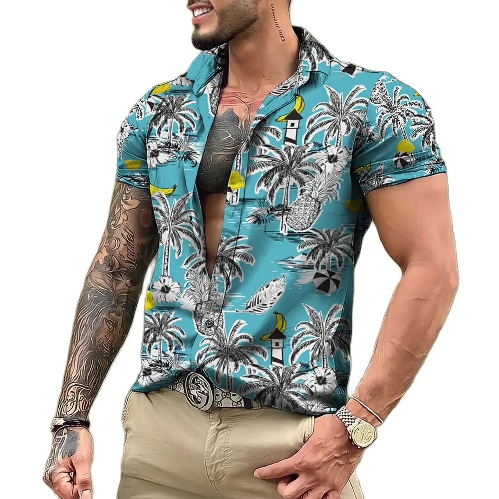 2023 Hawaiian Tropical Shirts For Men 3d Beach Holiday Short Sleeve Summer Oversized Tops Tee Shirt Man Floral Blouse 5xl Camisa