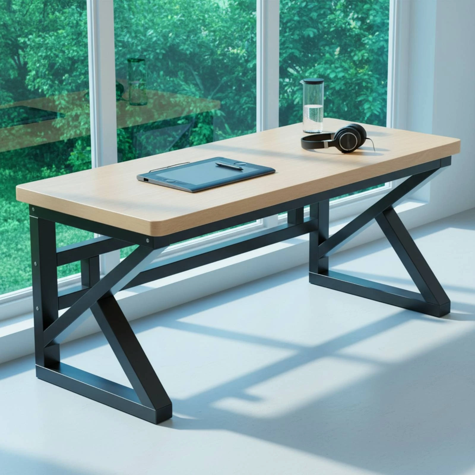 Computer Desk Thick Desktop Wood Computer Desk Study Table Sturdy Office Furniture Minimalist Design for Gaming