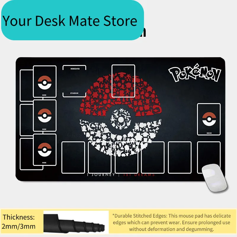 Tapete de Juego Pokémon con Diseño Chibi de Mew, Impermeable, con Borde Cosido, para Escritorio