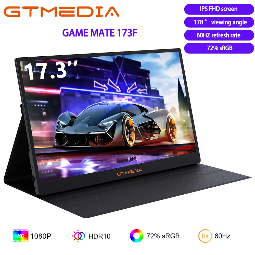 

GTMEDIA GAME MATE 173F 17.3 inch IPS Portable display 1080P 72% sRGB Display Game Screen For Laptop Mac Phone Xbox PS4/5 Switch